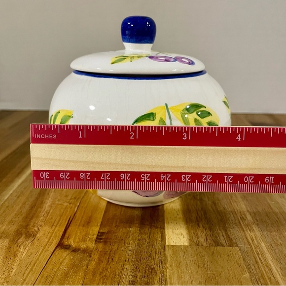 Artist’s Touch Orchard Jubilee Painted Fruit Sugar Bowl Pottery Lidded Jar - Picture 9 of 13